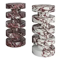 Elegant Modern Spiral Design Side Table with Red and White Marble Veins 3d model