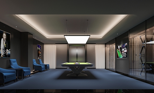 Modern Entertainment Billiard Room 3d model