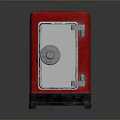 Red Safe With Combination Lock And Silver Door On Sturdy Black Base 3d model
