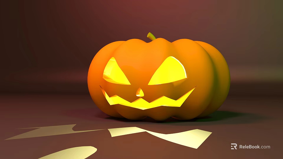 Halloween Pumpkin Decorative Light with Carved Face Illuminated Glow and Shadow Effects 3d model 