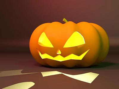 Halloween Pumpkin Decorative Light with Carved Face Illuminated Glow and Shadow Effects 3d model