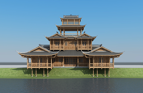 Chinese-style ancient building 3d model