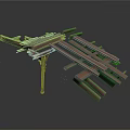 Modern Abstract Wooden Structure With Interconnected Planks And Metal Joints 3d model