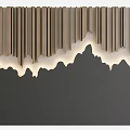 Modern Accent Wall Featuring Vertical Slat Design With Wavy LED Lighting And Wooden Finish
