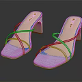 Light Purple Women's Sandals with Crisscross Straps and Tan Block Heel by Bellaire