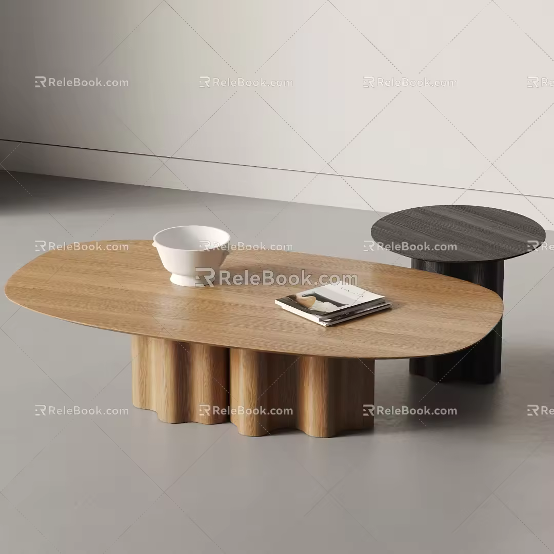 Nordic Solid Wood Coffee Table Combination Coffee Table Side Table Solid Wood Coffee Table Combination 3d model