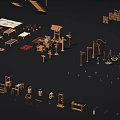 Detailed Ancient Wooden Handcrafted Mechanical Models Featuring Catapults War Carts Siege Engines