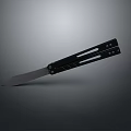 Black Tactical Folding Knife With Sharp Blade And Metal Handle Design
