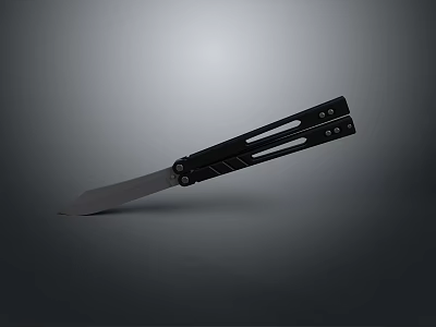 Black Tactical Folding Knife With Sharp Blade And Metal Handle Design 3d model