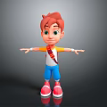 Cartoon Boy With Red Brown Hair Green Eyes Arms Outstretched On Black Background