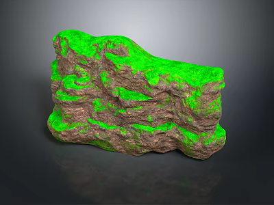 Green Moss Covered Wood Stone With Natural Surface Texture And Brown Green Colors 3d model