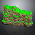 Green Moss Covered Wood Stone With Natural Surface Texture And Brown Green Colors