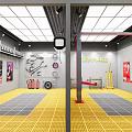 4S Car Maintenance Experience Store With Service Equipment And Promotional Posters