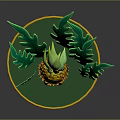 Cute Cartoon Pineapple Character With Green Leaves Standing On Yellow Rimmed Green Base