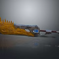 Medieval Battle Axe With Yellow Silver Blade Spiked Edge And Brown Handle Blue Ornamental Design