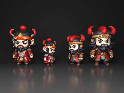 Q version of the Three Kingdoms character Zhang Fei cartoon Three Kingdoms Zhang Fei Shu Yan Zhang Yide Zhong Kui gate god Taoyuan three knot butcher fierce general warrior warrior ancient man 3d model
