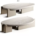 Modern Coffee Table With Smooth Oval Wood Grain Top And Sturdy Geometric Base Structure