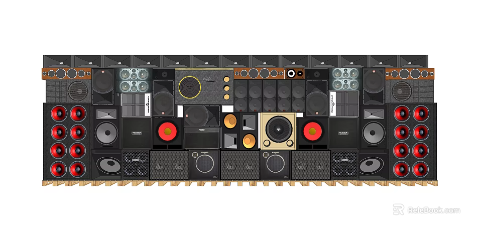 Premium Headphones and Speakers With Various Audio Equipment Control Knobs and Buttons 3d model