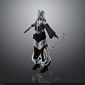 Anime Character With White Hair Gray Outfit Red Shoes And Rope Accessory Design