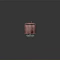 Red Train Car Model With Striped Roof Black Door Wheels And Reflective Gray Background
