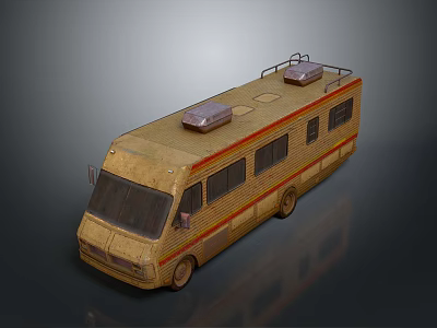 Classic Vintage Recreational Vehicle with Roof Rack Storage Boxes and Side Windows 3d model