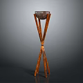 Stylish Wooden Tripod Stand With Top Container For Home Living Accessories