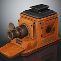 Vintage Electronic Camera With Wooden Body Classic Lens And Retro Design
