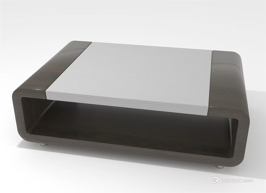 Modern Coffee Table With Dark Wooden Frame And Light Colored Sleek Top Design 3d model 