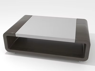 Modern Coffee Table With Dark Wooden Frame And Light Colored Sleek Top Design 3d model
