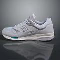 New Balance Retro Style Light Gray Sneakers With White Laces And Green White Sole