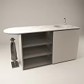 Modern Bathroom Vanity With Marble Countertop Sink Open Shelves And Towel Holder