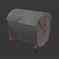 Industrial Metal Trash Bin With Lid And Wheeled Base For Waste Disposal