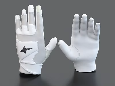 White Comfortable Gloves With Black Star Logo For Left And Right Hands Daily Use 3d model