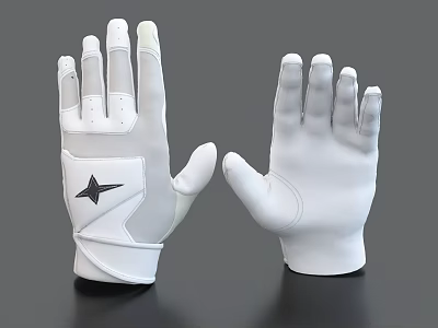 White Comfortable Gloves With Black Star Logo For Left And Right Hands Daily Use 3d model White Comfortable Gloves With Black Star Logo For Left And Right Hands Daily Use 3d model