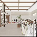 Spacious Modern Clothing Store Interior With Clothing Racks Fashion Apparel And Plant Decor