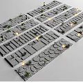 Creative Garden Path Paving Design With Stone Slabs Lighting And Green Plants 3d model