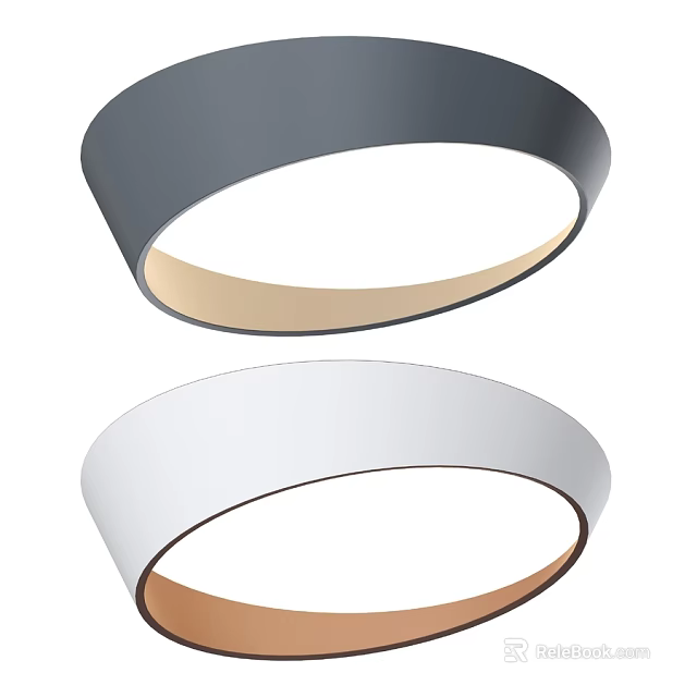 Modern Circular Ceiling Light with Gray and White Design for Home Interior 3d model 