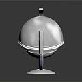 Modern Silver Spherical Decorative Ornament Set With Curved Frame And Transparent Base