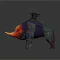 Mechanical Rhino Character With Colorful Body Futuristic Components And Decorative Parts
