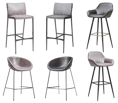 Modern Leather Upholstered Bar Stools With Metal Legs And Stylish Designs For Home Bar 3d model