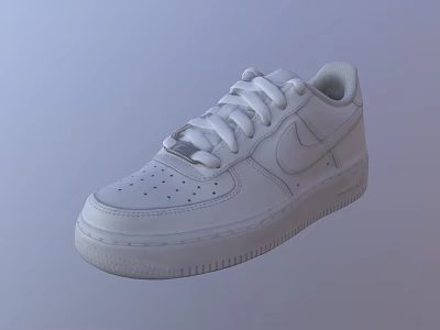 White Lace Up Low Top Athletic Shoes With Clean Design And White Sole 3d model