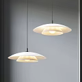 Modern White Pendant Lights Design With Two Hanging Lamps In Interior Space