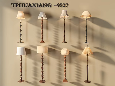 TPHUAXIANG 9527 Decorative Floor Lamps With Spiral Wooden Bases And Fabric Shades 3d model