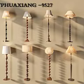 TPHUAXIANG 9527 Decorative Floor Lamps With Spiral Wooden Bases And Fabric Shades
