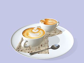 Two cups of coffee Modern coffee 3d model