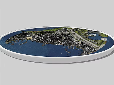 Commercial Equipment Circular Model With Detailed City And Airport Map 3d model