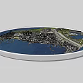Commercial Equipment Circular Model With Detailed City And Airport Map