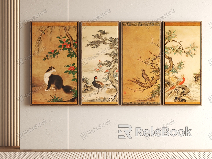 New Chinese Style Flower and Bird Decorative Painting Hanging Painting model