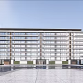 Modern Residential Building Simple Multi-storey Residence 3d model