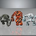 Three Stone Lava and Ice Elemental Humanoid Creatures as Fantasy Characters 3d model